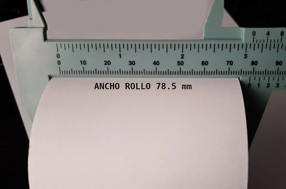 medicion ancho rollo papel termico 80mm